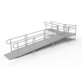 PS22L44T 22 L x 3 W EZ-ACCESS PATHWAY L-Shaped Aluminum Wheelchair Ramp Kit With 4 Turn Platform