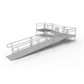 PS24L55TT 24 L x 3 W EZ-ACCESS PATHWAY L-Shaped Aluminum Wheelchair Ramp Kit With 5 Platforms