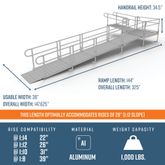 PS26L55T 26 L x 3 W EZ-ACCESS PATHWAY L-Shaped Aluminum Wheelchair Ramp Kit With 5 Turn Platform 2