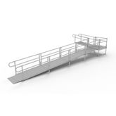 PS30L44T 30 L x 3 W EZ-ACCESS PATHWAY L-Shaped Aluminum Wheelchair Ramp Kit With 4 Turn Platform