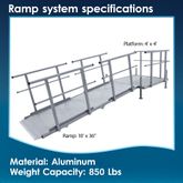 SSFKIT44-10 10 L Silver Spring Folding Aluminum Wheelchair Access Ramp with Handrails 4 Platform 2