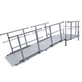 SSFKIT44-12 12 L Silver Spring Folding Aluminum Wheelchair Access Ramp with Handrails 4 Platform