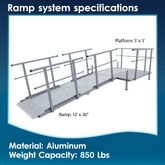 SSFKIT55-12 12 L Silver Spring Folding Aluminum Wheelchair Access Ramp with Handrails 5 Platform 2