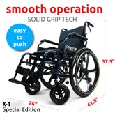 X1-SE-BLU ComfyGo Manual Wheelchair 24 Quick-Detach Aluminum Wheels - Blue 1
