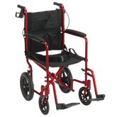 exp19ltrd Drive Medical Lightweight Expedition Transport Wheelchair with Hand Brakes - Red