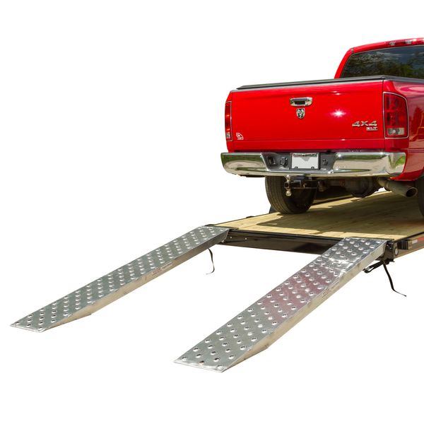 EZ Traction Aluminum Plate End Car Trailer Ramps - 5,000 lb per axle