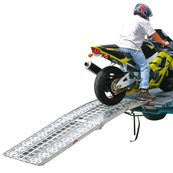 Auto Cycle Ramp Aluminum Folding Arched Motorcycle Ramp - 7'5