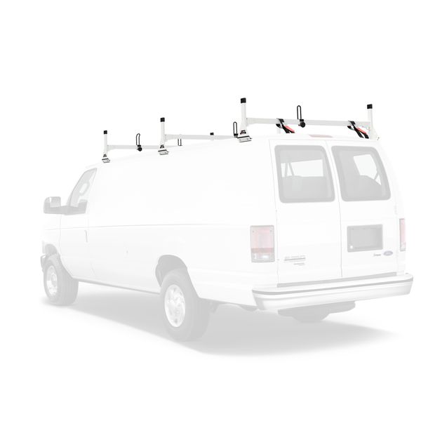 White Three Bar Vantech Steel Chevy Express Roof Rack | Discount Ramps