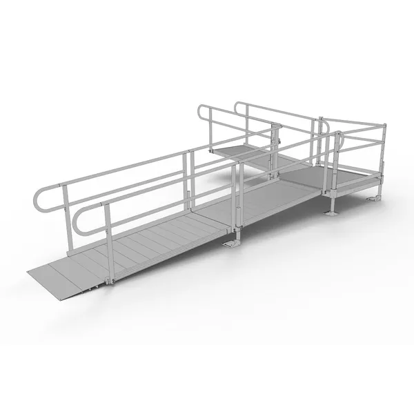 Multi Turning Ramp 18' EZ-ACCESS® PATHWAY L Modular Ramp Kit w/4' Turn Platform | Discount ...