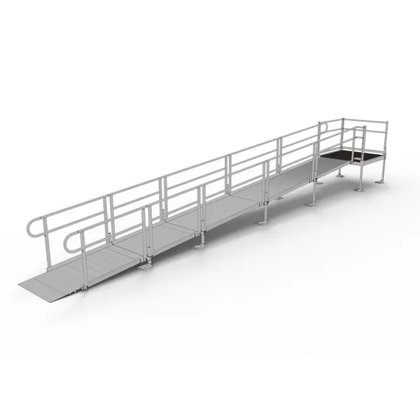 Service Ramp Modular Long 26' EZ-ACCESS® PATHWAY Straight Modular Ramp Kit w/4' Top Platform ...