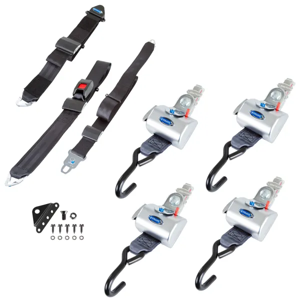 QTRONIX製のハンドヘルドスキャナー「Sagitta Gray」 4) QRT Standard Retractors with Shoulder/Lap Belt, L-Track & Belt