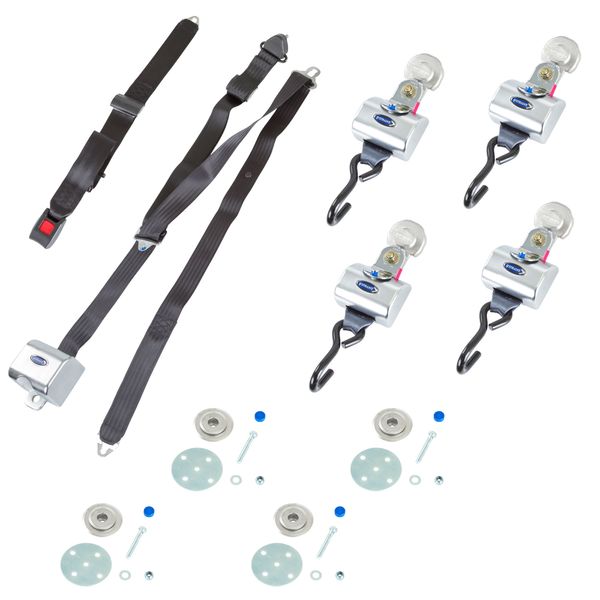 QRT MAX Slide 'N Click Retractor Kit with Retractable Belts and