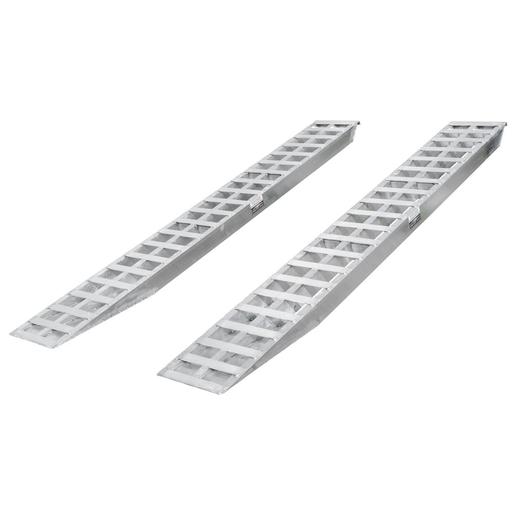 thumbnail interactive-video image 1 of Turitrade 60” X 12” Aluminum Loading Ramps – 6500lb Capacity, Hook End, Pair, 6063 Aluminum 1 of 5