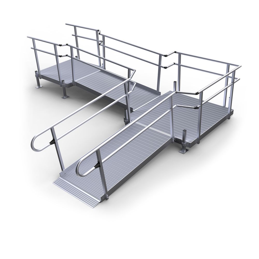 Silver Spring 11ft L-Shaped Modular Ramp with 5ft Top Platform ...
