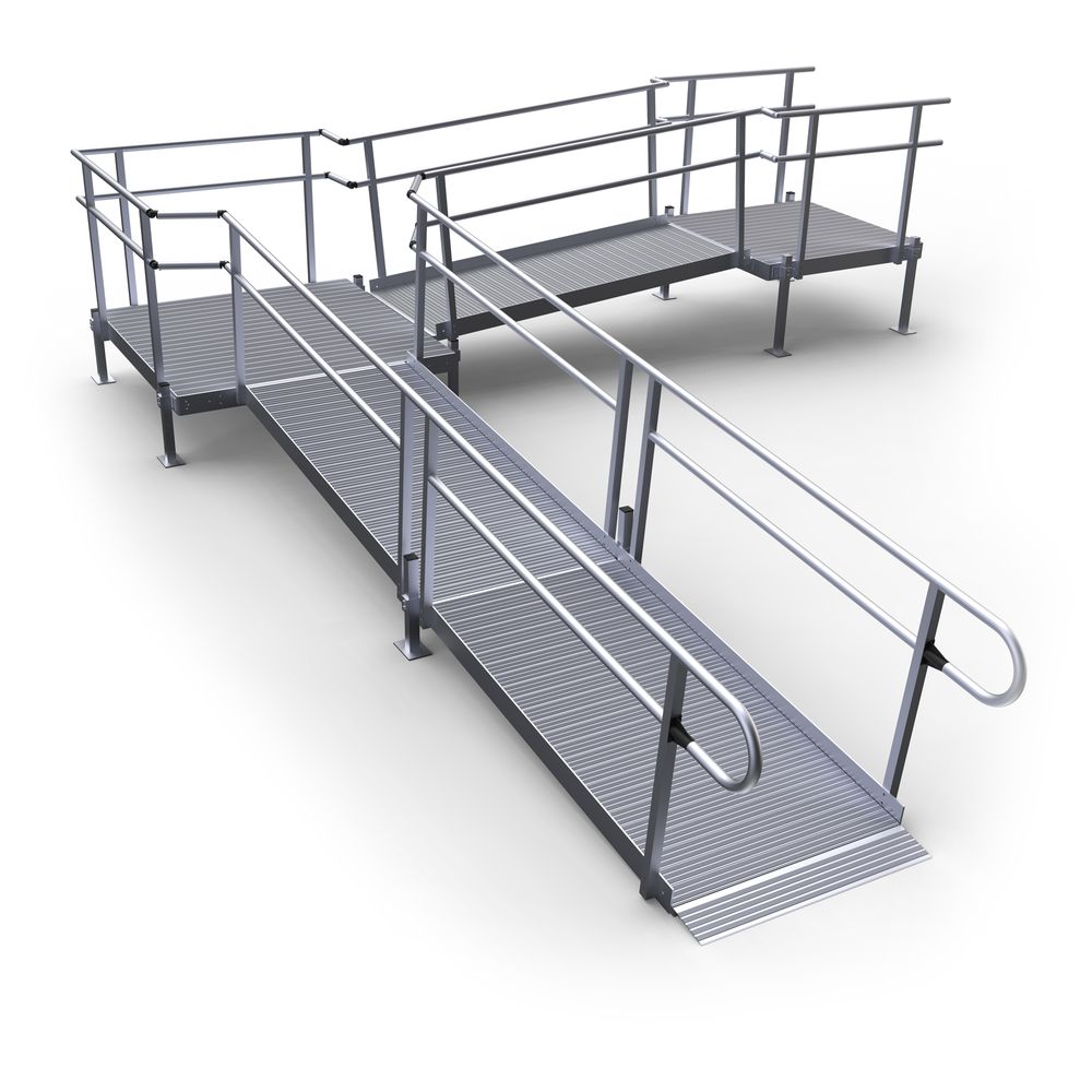Silver Spring 22ft L-Shaped Modular Ramp with 5ft Top Platform ...