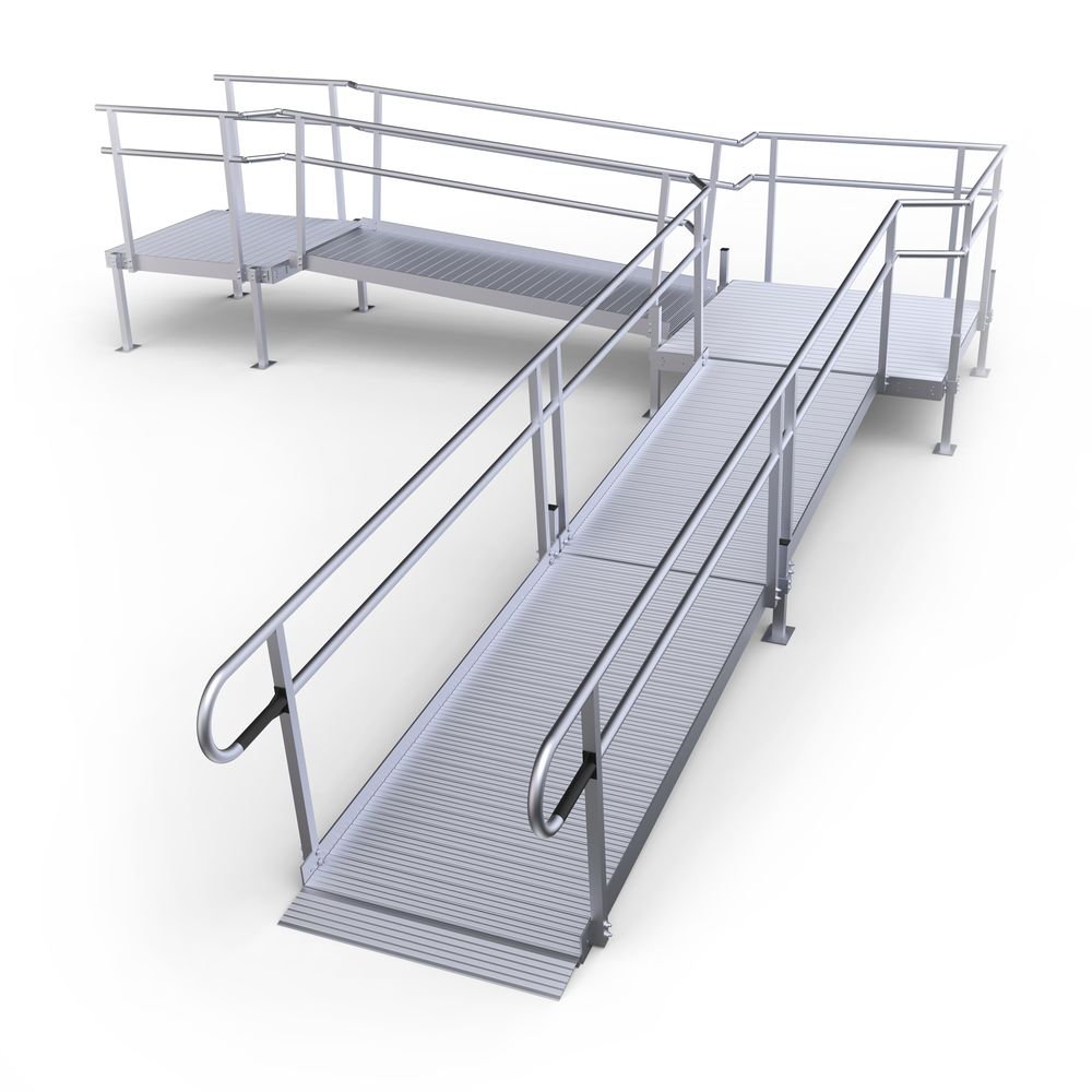 Silver Spring 23ft L-Shaped Modular Ramp with 4ft Top Platform ...