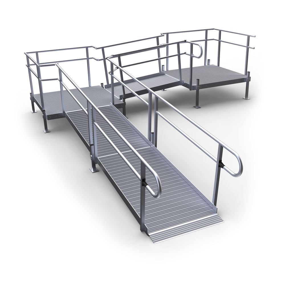 Silver Spring 24ft Side-Entry L-Shaped Modular Ramp with 5ft Top ...
