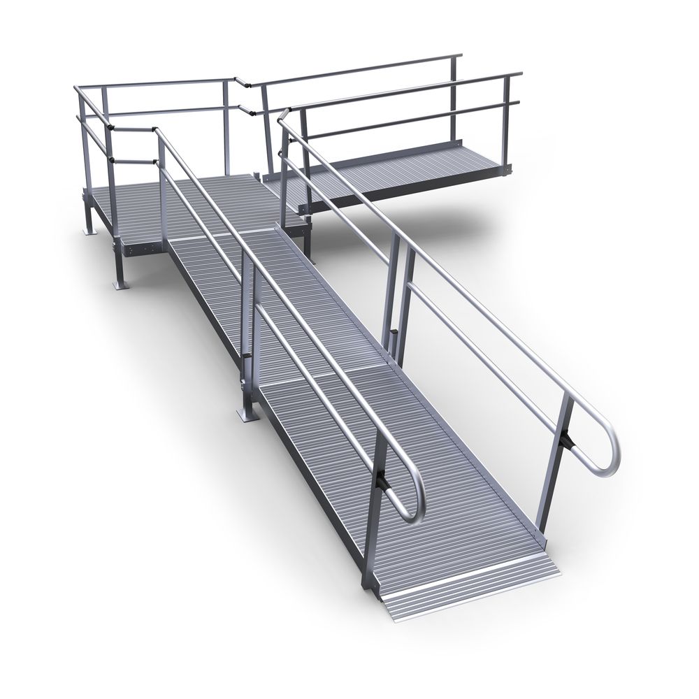Silver Spring 24ft L-Shaped Modular Ramp with 5ft Turning Platform ...
