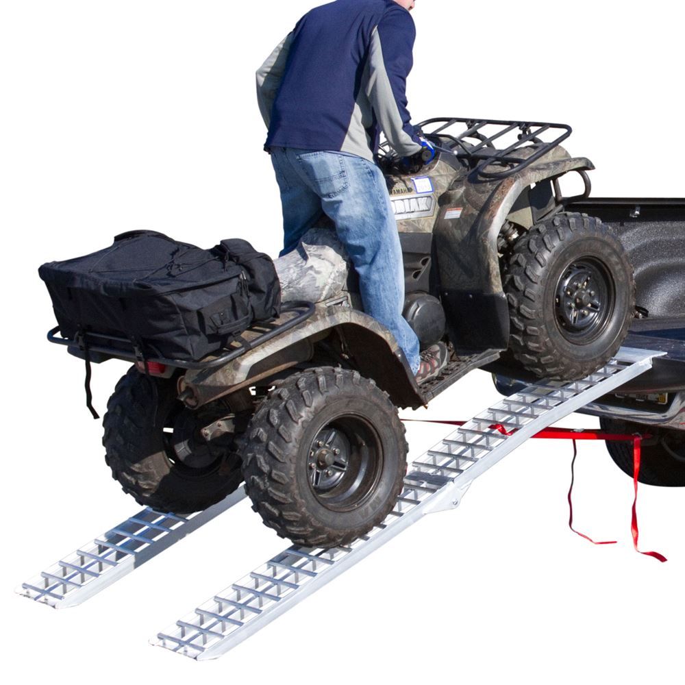 Atv Storage Ramp Heavy-Duty Aluminum Folding Arched Dual Runner ATV Ramps - 7'5