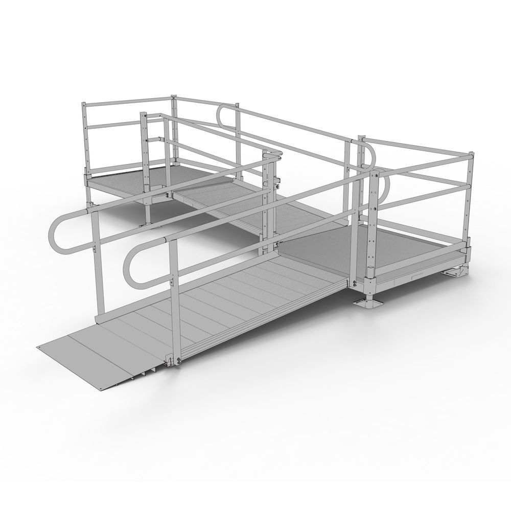 L Shaped Access Ramp 12' EZ-ACCESS® PATHWAY L Wheelchair Ramp Kit w/4' Platforms | Discount ...