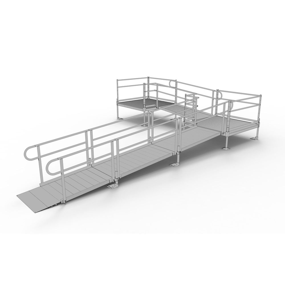 Small Platform Ramp 22' EZ-ACCESS® PATHWAY L Wheelchair Ramp Kit w/5' Platforms | Discount ...