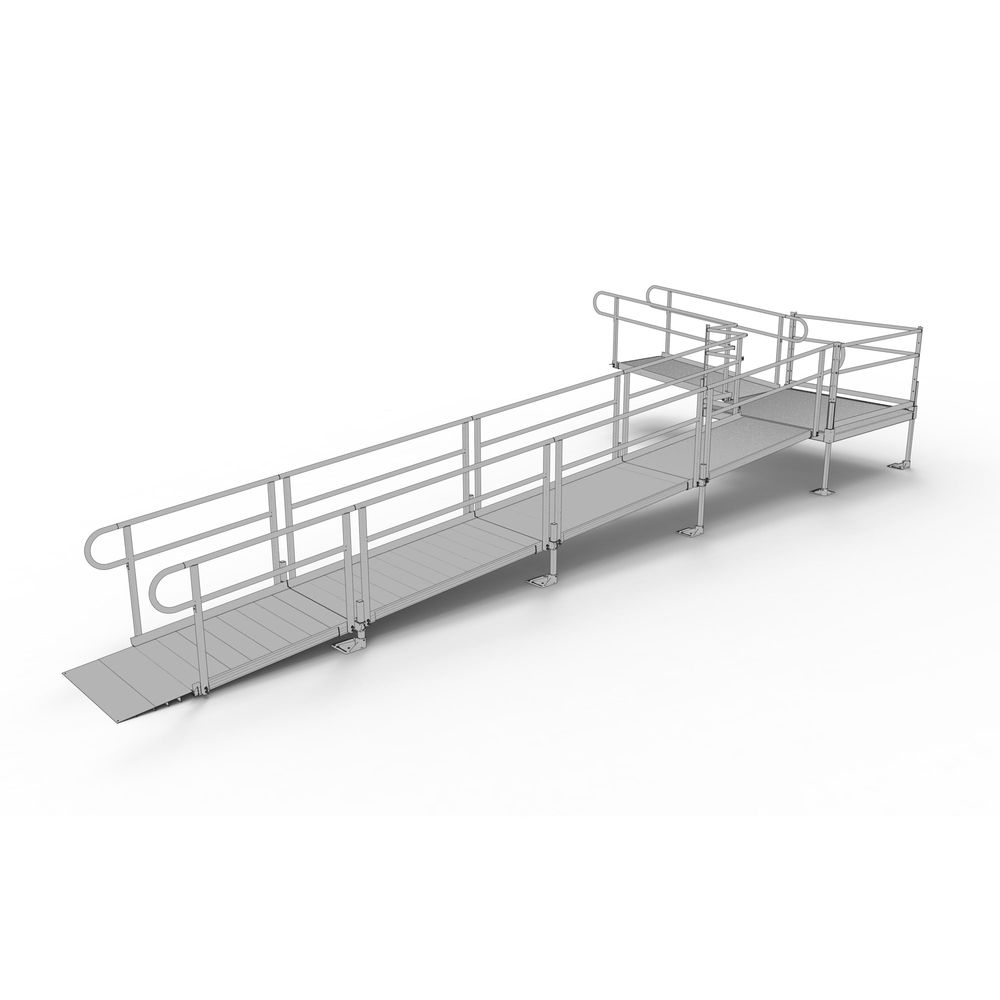 Multi Turning Ramp 28' EZ-ACCESS® PATHWAY L Modular Ramp Kit w/5' Turn Platform | Discount ...