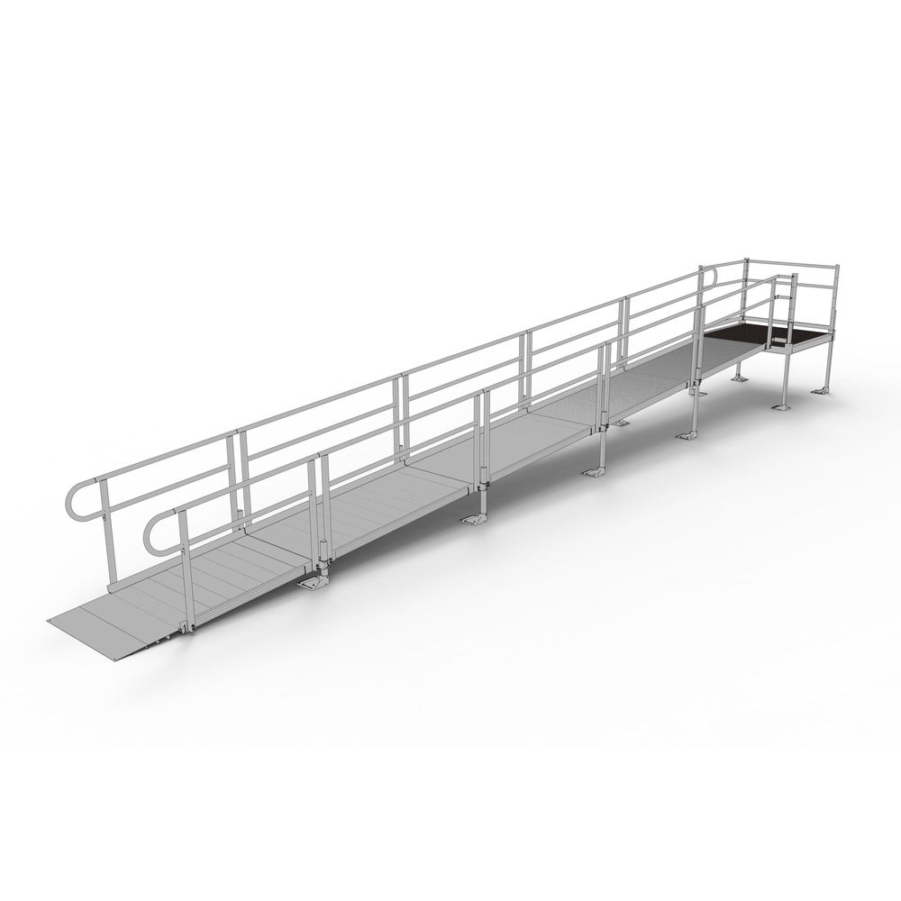 Two Step Ramp Integrated 28' EZ-ACCESS® PATHWAY Straight Modular Ramp Kit w/4' Top Platform ...