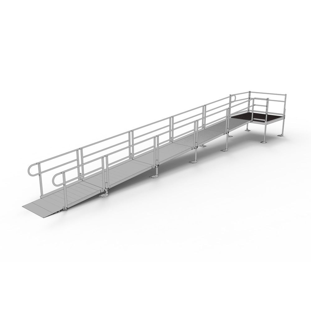 Model Walkway Ramp 28' EZ-ACCESS® PATHWAY Straight Modular Ramp w/5' Platform | Discount Ramps