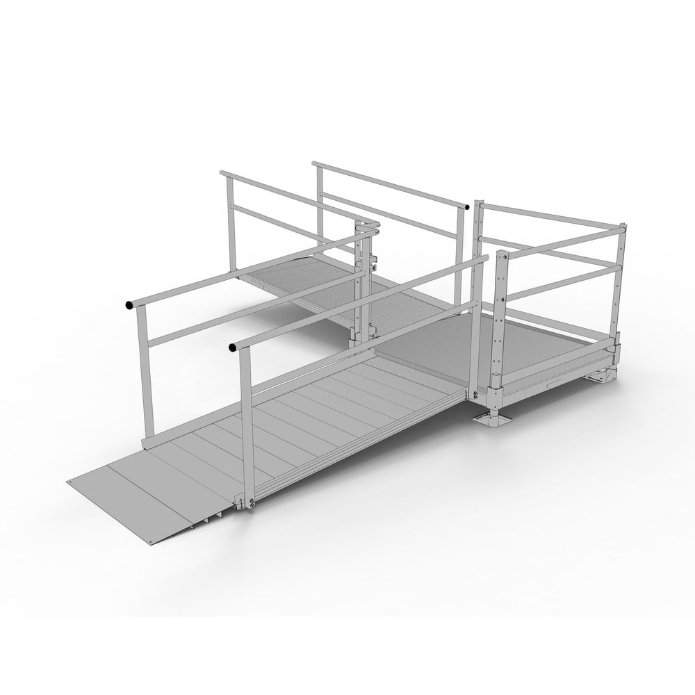 Continuous Square Ramp Silver Spring Clearway 12' L-Shape Modular Ramp, 4' Platform | Discount ...