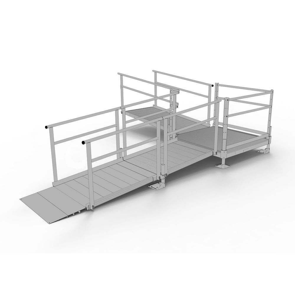 Multi Turning Ramp Silver Spring Clearway 15' L-Shape Modular Ramp, 4' Platform | Discount ...