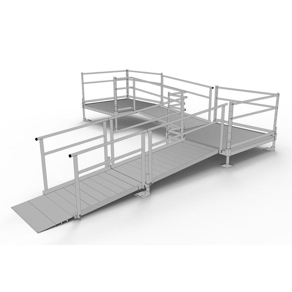 Ss Ramp Platform Silver Spring Clearway 17' L-Shape Mod Ramp, 5' Platforms | Discount Ramps