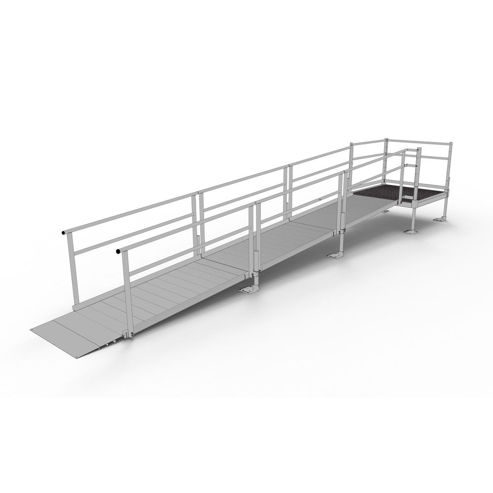 Silver Stage Ramp 18' Silver Spring Clearway Side Straight Ramp, 4' Platform | Discount Ramps