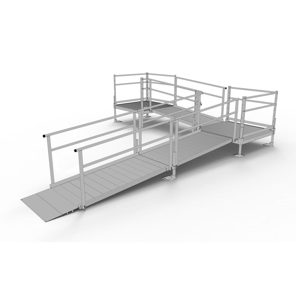 Auto Turn Ramp Silver Spring Clearway 19' L-Shape Ramp for Entryway, Turn | Discount Ramps