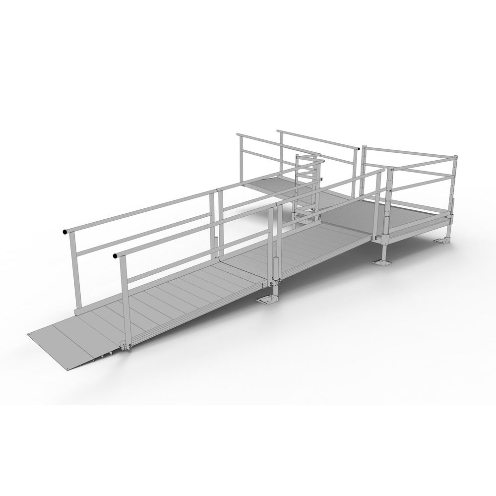 Multi Turning Ramp Silver Spring Clearway 19' L-Shape Modular Ramp, 5' Platform | Discount ...