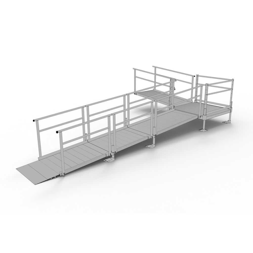 Multi Turning Ramp Silver Spring Clearway 20' L-Shape Modular Ramp, 4' Platform | Discount ...