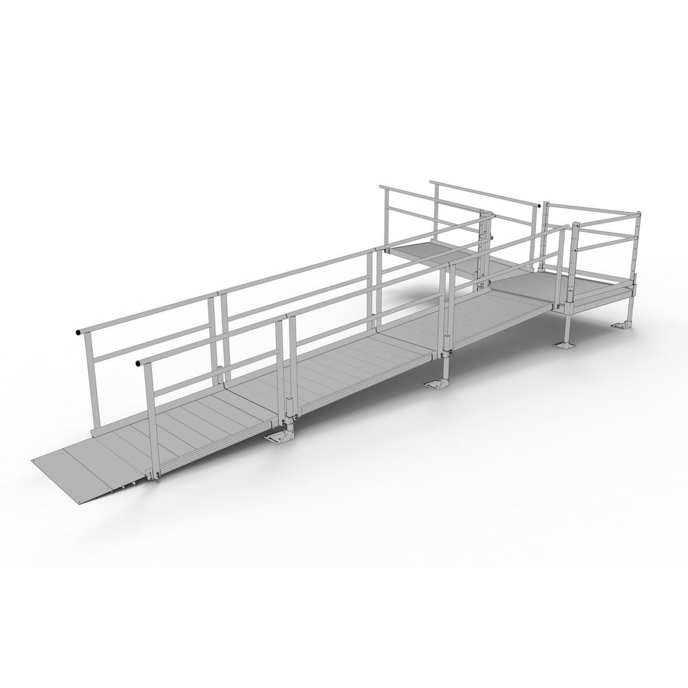 One Level Ramp Silver Spring Clearway 22' L-Shape Modular Ramp, 4' Platform | Discount ...