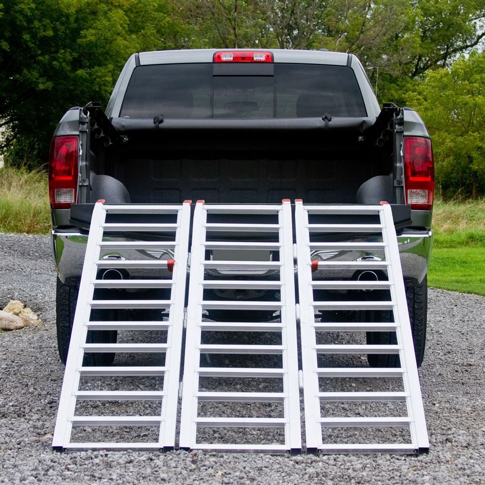 thumbnail image 2 of 2-Pack 7.5' Aluminum Folding Loading Ramps For ATV, UTV, Truck, Motorcycle, Lawn Mower 2 of 6